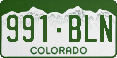 CO license plate 991BLN