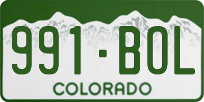 CO license plate 991BOL