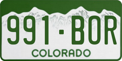 CO license plate 991BOR