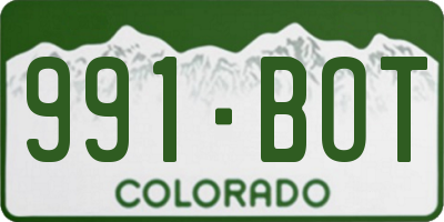 CO license plate 991BOT