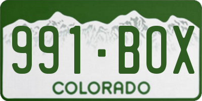 CO license plate 991BOX