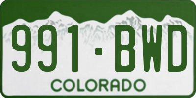 CO license plate 991BWD