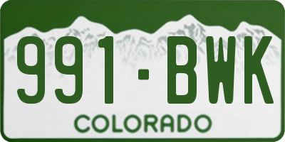 CO license plate 991BWK