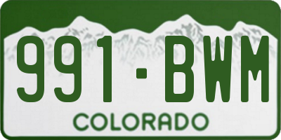 CO license plate 991BWM