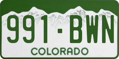 CO license plate 991BWN