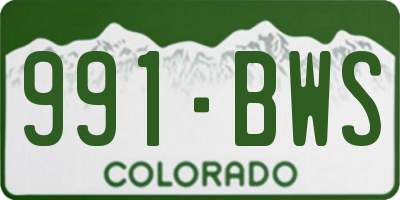 CO license plate 991BWS