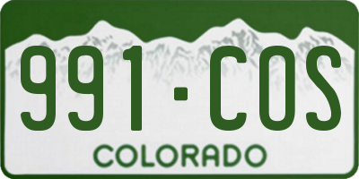 CO license plate 991COS