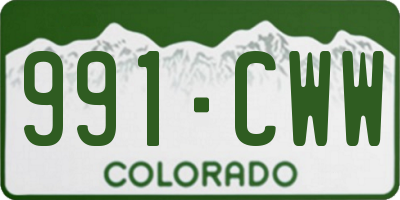 CO license plate 991CWW