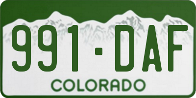CO license plate 991DAF