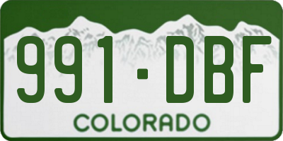 CO license plate 991DBF