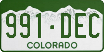 CO license plate 991DEC