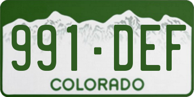 CO license plate 991DEF
