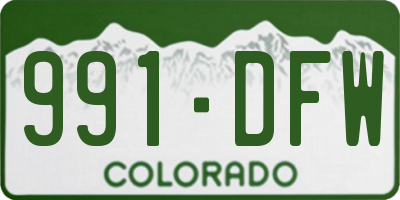 CO license plate 991DFW
