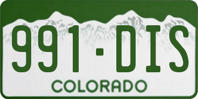 CO license plate 991DIS