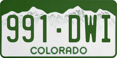 CO license plate 991DWI