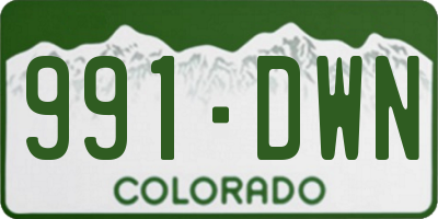 CO license plate 991DWN