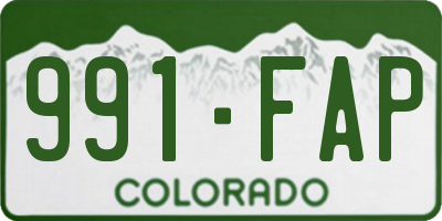 CO license plate 991FAP