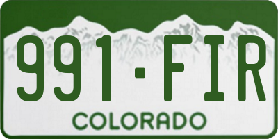 CO license plate 991FIR