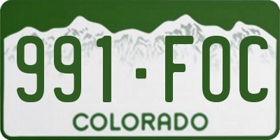 CO license plate 991FOC
