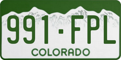 CO license plate 991FPL