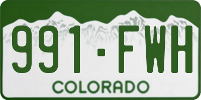 CO license plate 991FWH