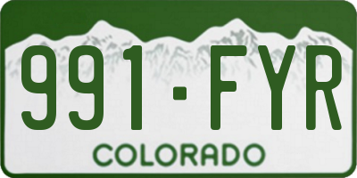 CO license plate 991FYR