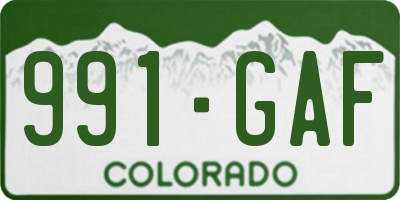 CO license plate 991GAF