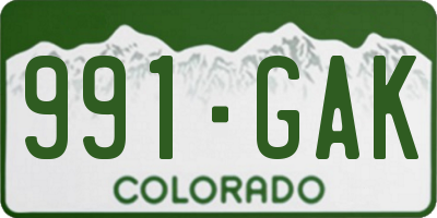 CO license plate 991GAK