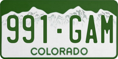 CO license plate 991GAM