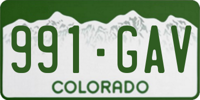 CO license plate 991GAV
