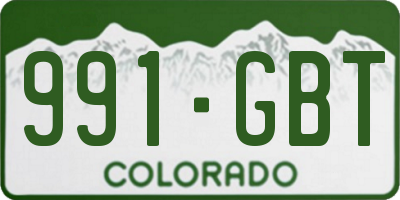 CO license plate 991GBT