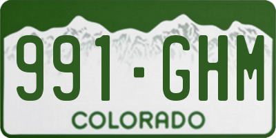 CO license plate 991GHM