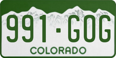 CO license plate 991GOG