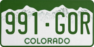 CO license plate 991GOR
