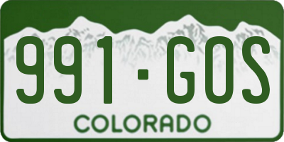CO license plate 991GOS