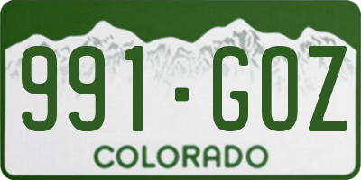 CO license plate 991GOZ