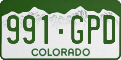 CO license plate 991GPD