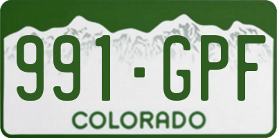 CO license plate 991GPF