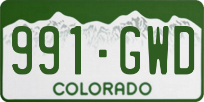 CO license plate 991GWD