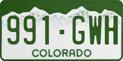 CO license plate 991GWH