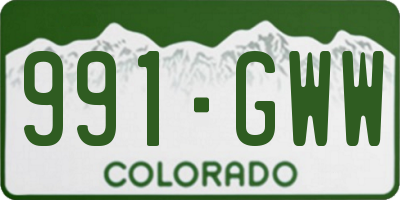 CO license plate 991GWW