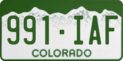 CO license plate 991IAF
