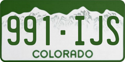 CO license plate 991IJS