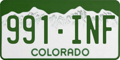 CO license plate 991INF