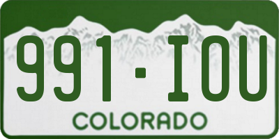 CO license plate 991IOU