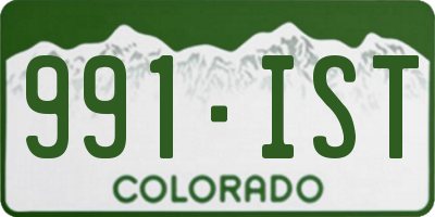 CO license plate 991IST
