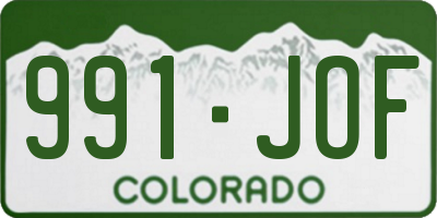 CO license plate 991JOF