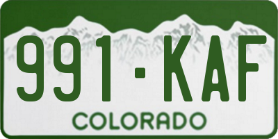 CO license plate 991KAF