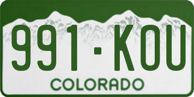 CO license plate 991KOU