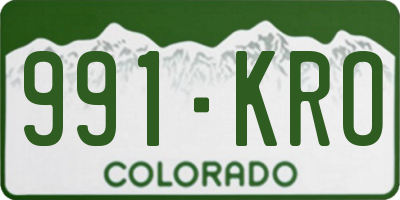 CO license plate 991KRO